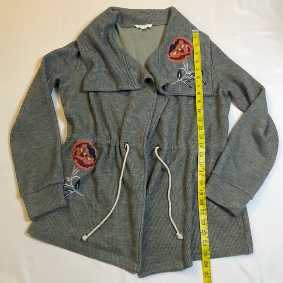 THML Embroidered Open Front Waterfall Jacket with Waist Cinch - Picture 16 of 16